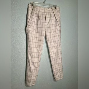 COLZA Japanese Import White w/Black Windowpane Printed Pants & Suspenders Size S